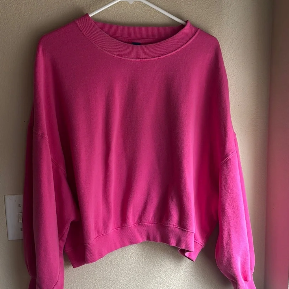 Vibrant Pink Cropped Sweatshirt - Picture 1 of 3